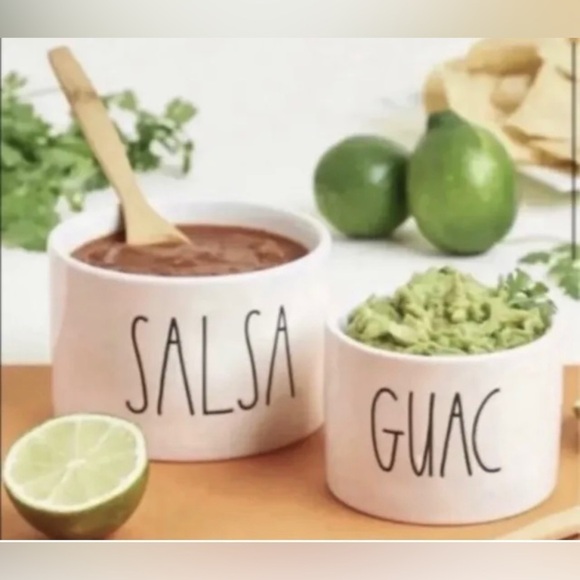 Rae Dunn Other - NEW Rae Dunn Salsa & Guac Dip Ceramic Serving Bowls with Wooden Spoons.